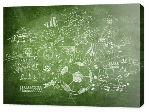 Soccer concept on black board