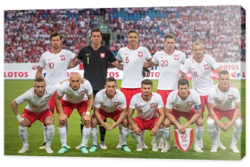 Poznan, Poland. 8th June, 2018. International Football friendly match: Poland v Chile 2:2. Team of Poland before the match .