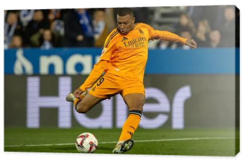 Madrid, Spain - November 24, 2024: League match between Leganes FC and Real Madrid played in Madrid. Real Madrid players. Orange jersey. League 2024 2025. European football champions