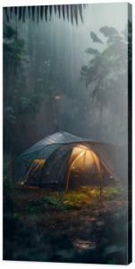 rain on the tent in the forest, tropic, quiet, calm, peaceful, meditation, camping, night, relax