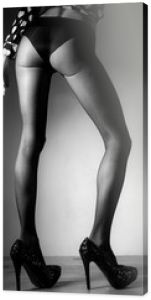 Wiele kobiet nogi w pończochach pozowanie czarno-białe