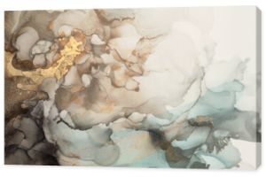 Abstract brown and gold glitter color horizontal background. Marble texture. Alcohol ink colors.