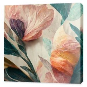 Flowers in the style of watercolor art. Luxurious floral elements, botanical background or wallpaper design, prints and invitations, postcards. Beautiful delicate flowers 3D illustration