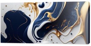 Gold and blue marble stone textured background wallpaper. Generative AI Illustration