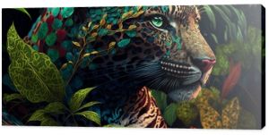 Jungle Leopard Jaguar Wallpaper Background Generative AI