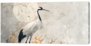 Elegant crane illustrations in Japanese style, subtle background patterns, artful and engaging designs , high resolution DSLR, 8K, high detailed, super detailed , ultra HD, 8K resolution , up32K HD