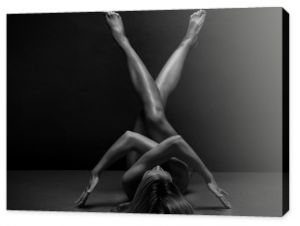 Sportowe Nagie ciało kobiety na czarnym tle Zdjęcie artystyczne kobiecego ciała