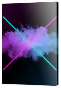 Abstract neon lights X with clouds. Modern and futuristic background, wallpaper with glowing colors.