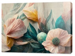 Flowers in the style of watercolor art. Luxurious floral elements, botanical background or wallpaper design, prints and invitations, postcards. Beautiful delicate flowers 3D illustration