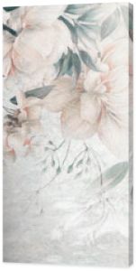 Big flowers. Floral background with oil pinting flowers on marble, can be used as wallpaper. 