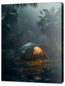 rain on the tent in the forest, tropic, quiet, calm, peaceful, meditation, camping, night, relax