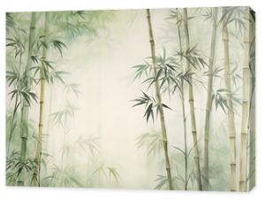 Tall tropical bamboo wall mural painted art, watercolor art style wallpaper background.