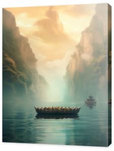 Lotus statue on a lakeside, natural spa background with Asian spirit, tranquility in green nature.  web banner concept with copy space.