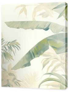 Soft colored tropical leaf wallpaper design featuring banana trees mural art suitable for interior decoration