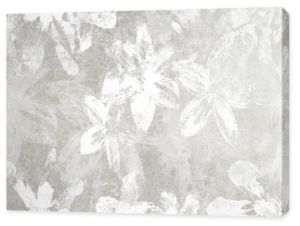 Flowers on the old white wall background, digital wall tiles or wallpaper design