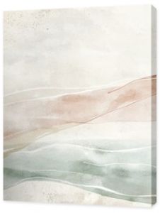 Abstract watercolor wash background with flowing lines in muted peach, beige, and sage green tones on textured paper.