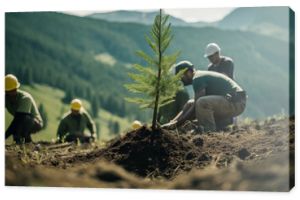  Sadzenie nowych drzew. sadzenie nowych drzew na otwartej przestrzeni w górach. drzewa iglaste