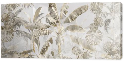 Tropical wallpaper, Tropic trees and leaves, wallpaper design for digital printing- 3d illustration