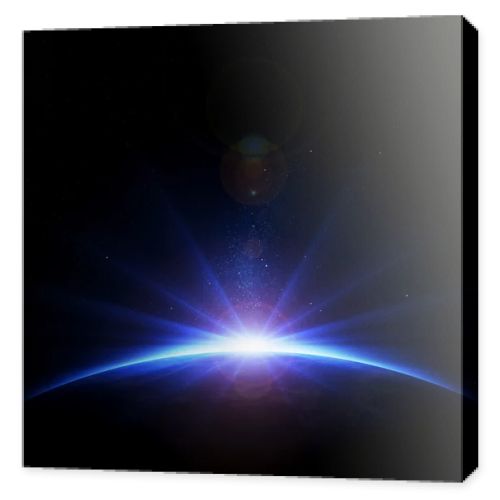 Earth sunrise with rays and lens flare