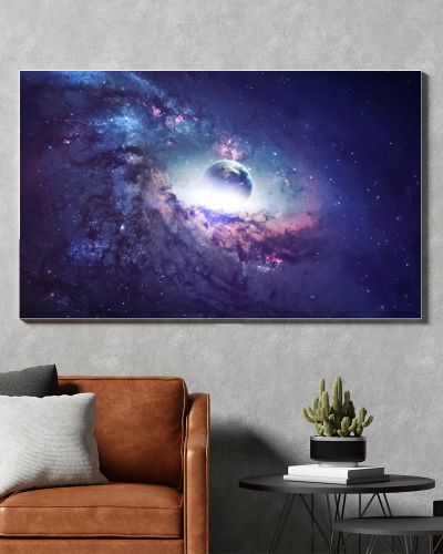 Universe scene with planets, stars and galaxies in outer space showing the beauty of space exploration. Elements furnished by NASA