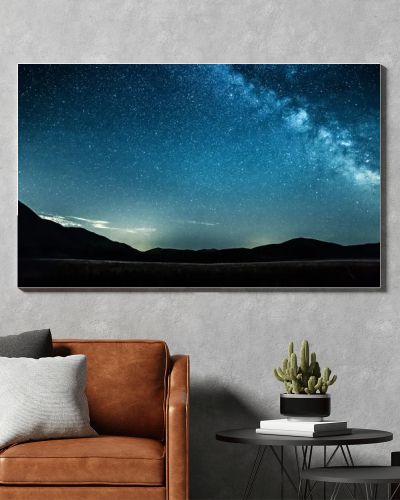 night sky stars with milky way on mountain background