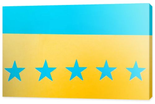 top view of blue stars on yellow and blue background 