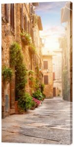 Kolorowa ulica w Pienza Toskania Włochy