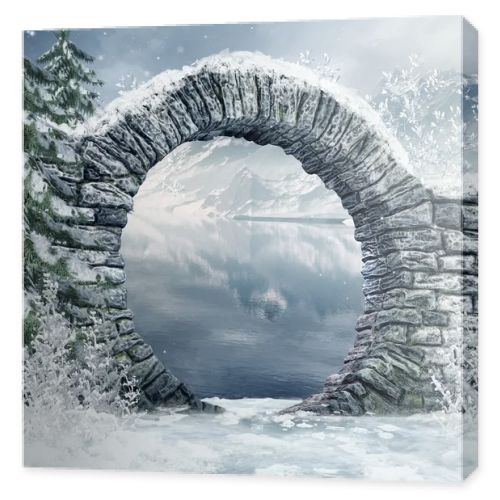 Ruins in a snowy landscape