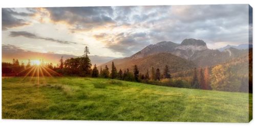 Beautiful summer landscape in the mountains. Sunrise