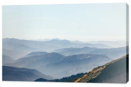 aerial view of beautiful hazy mountains landscape, Carpathians, Ukraine