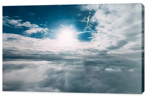 beautiful blue sunny sky with white clouds 