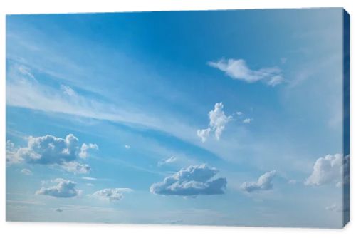 Bright blue sky with cumulus and cirrocumulus clouds, day 