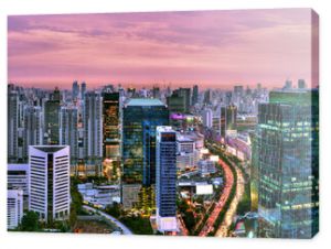 Panorama view of Bangkok city scape at sunset, Thailand