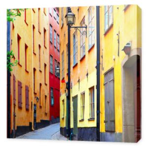 Perspektywa starej ulicy w Sztokholmie