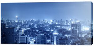 night cityscape in blue tone filter for hi-tech concept