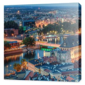 Wieczorna panorama miasta Wrocław Polska