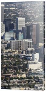 Aerial view of Wilshire Blvd Miracle Mile neighborhood in Los Angeles, California.