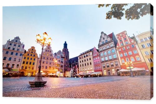 Wroclaw, Poland in Silesia region. The market square at the evening