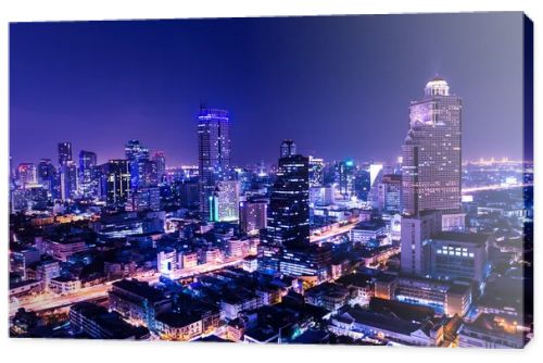 aerial view of bangkok at twilight night