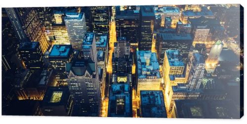 Aerial panoramic view of Chicago by night , USA