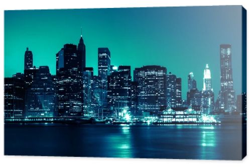 New York - Panoramic view of Manhattan Skyline by night