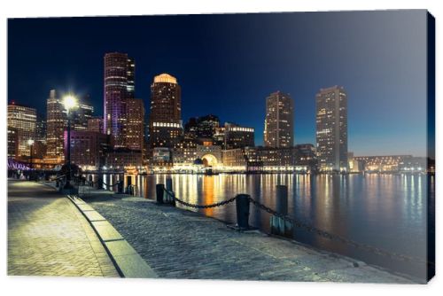 Boston skyline by night - Massachusetts - USA