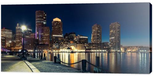 Panoramic view of Boston skyline by night - Massachusetts - USA