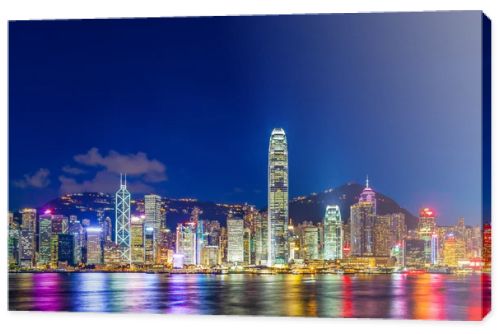 Hong Kong city lit up at night