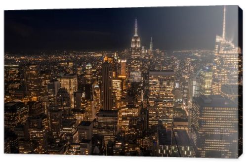 Lower Manhattan at night seen from a high place