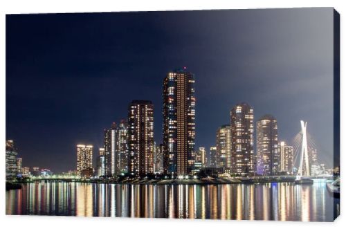 Beautiful Tokyo night view and reflection