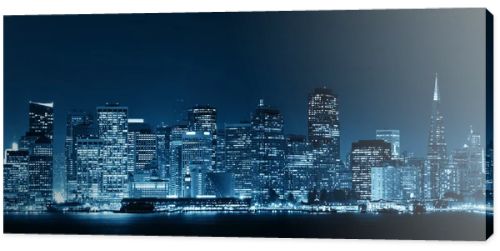 San Francisco city skyline with urban architectures at night panorama.