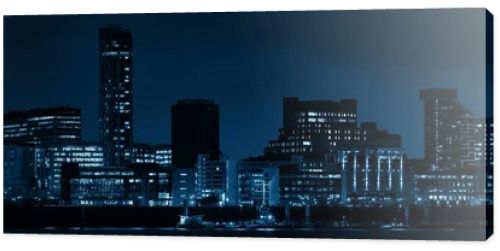 Liverpool skyline cityscape at night with buildings in England in United Kingdom