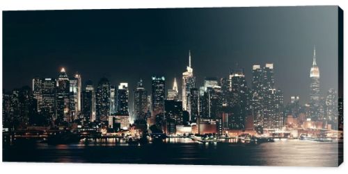 Midtown Manhattan skyline at dusk panorama over Hudson River