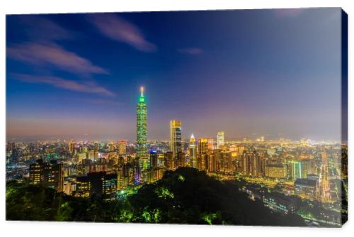 Beautiful landscape and cityscape of taipei 101 building and architecture in the city at twilight and night Taiwan